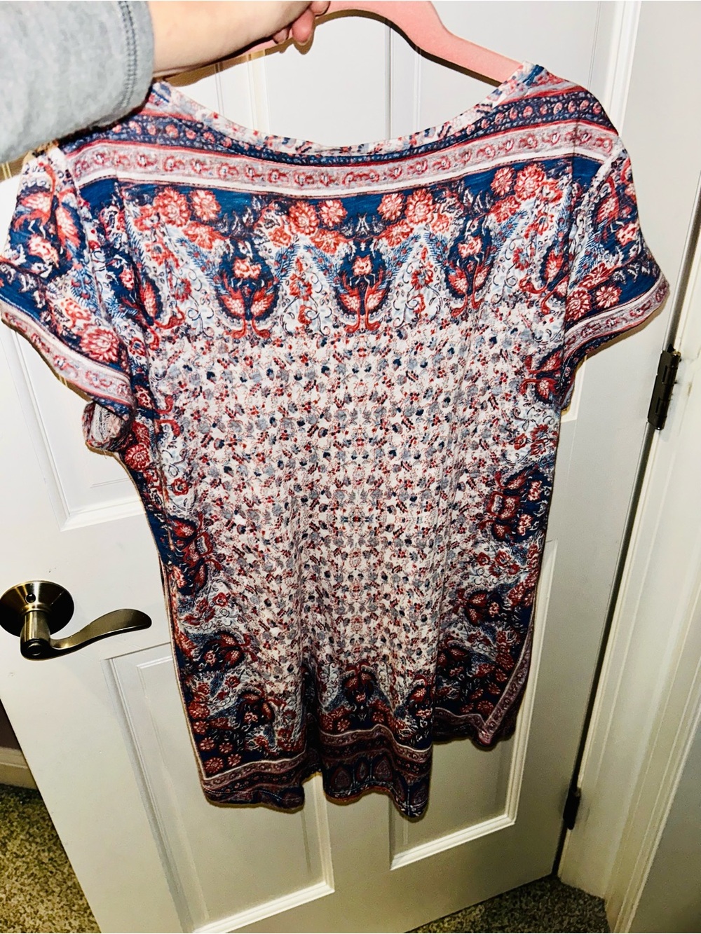 Lucky Brand Boho Paisley Short Sleeve top